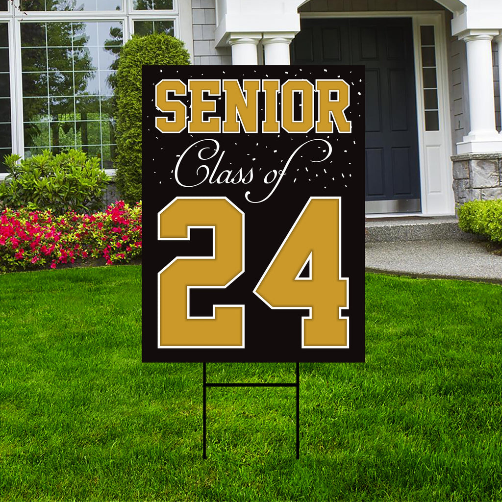 Senior Graduation Yard Sign 2025 - Coroplast Grad Sign, Class Of 2025 Seniors 23 Sign, Graduation 2025 Yard Sign with Metal H-Stake