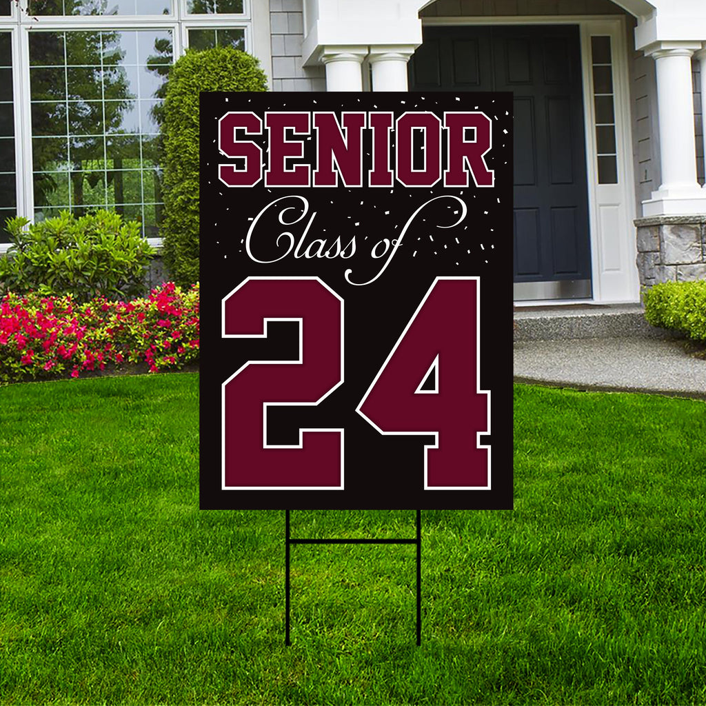 Senior Graduation Yard Sign 2025 - Coroplast Grad Sign, Class Of 2025 Seniors 23 Sign, Graduation 2025 Yard Sign with Metal H-Stake