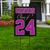 Senior Graduation Yard Sign 2024 - Coroplast Grad Sign, Class Of 2024 Seniors 23 Sign, Graduation 2024 Yard Sign with Metal H-Stake