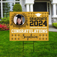 Personalized Graduation Yard Sign 2024 with Photo High School College Grad Sign Class of 2024 Custom Graduation Yard Sign with Metal H-Stake