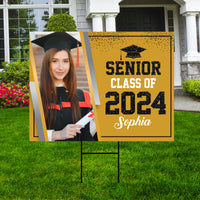 Personalized Graduation Yard Sign 2024 with Photo, 2024 Senior Grad Sign, Class of 2024, Custom Graduation 2024 Yard Sign with Metal H-Stake