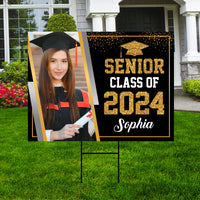 Personalized Graduation Yard Sign 2025 with Photo, 2025 Senior Grad Sign, Class of 2025, Custom Graduation 2025 Yard Sign with Metal H-Stake