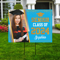 Personalized Graduation Yard Sign 2025 with Photo, 2025 Senior Grad Sign, Class of 2025, Custom Graduation 2025 Yard Sign with Metal H-Stake