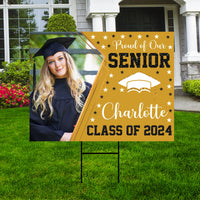 Personalized Graduation Yard Sign 2024 with Photo, 2024 Senior Grad Sign, Class of 2024, Custom Graduation 2024 Yard Sign with Metal H-Stake