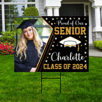 Personalized Graduation Yard Sign 2025 with Photo, 2025 Senior Grad Sign, Class of 2025, Custom Graduation 2025 Yard Sign with Metal H-Stake