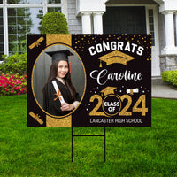 Personalized Graduation Yard Sign 2025 with Photo, 2025 Senior Grad Sign, Class of 2025, Custom Graduation 2025 Yard Sign with Metal H-Stake