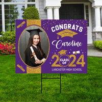 Personalized Graduation Yard Sign 2025 with Photo, 2025 Senior Grad Sign, Class of 2025, Custom Graduation 2025 Yard Sign with Metal H-Stake