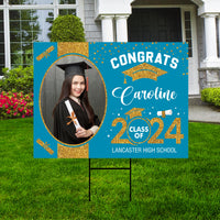 Personalized Graduation Yard Sign 2025 with Photo, 2025 Senior Grad Sign, Class of 2025, Custom Graduation 2025 Yard Sign with Metal H-Stake