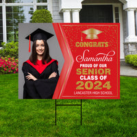 Personalized Graduation Yard Sign 2024 with Photo - Grad Sign, Class of 2024, Custom Graduation 2024 Yard Sign with Metal H-Stake