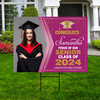 Personalized Graduation Yard Sign 2024 with Photo - Grad Sign, Class of 2024, Custom Graduation 2024 Yard Sign with Metal H-Stake