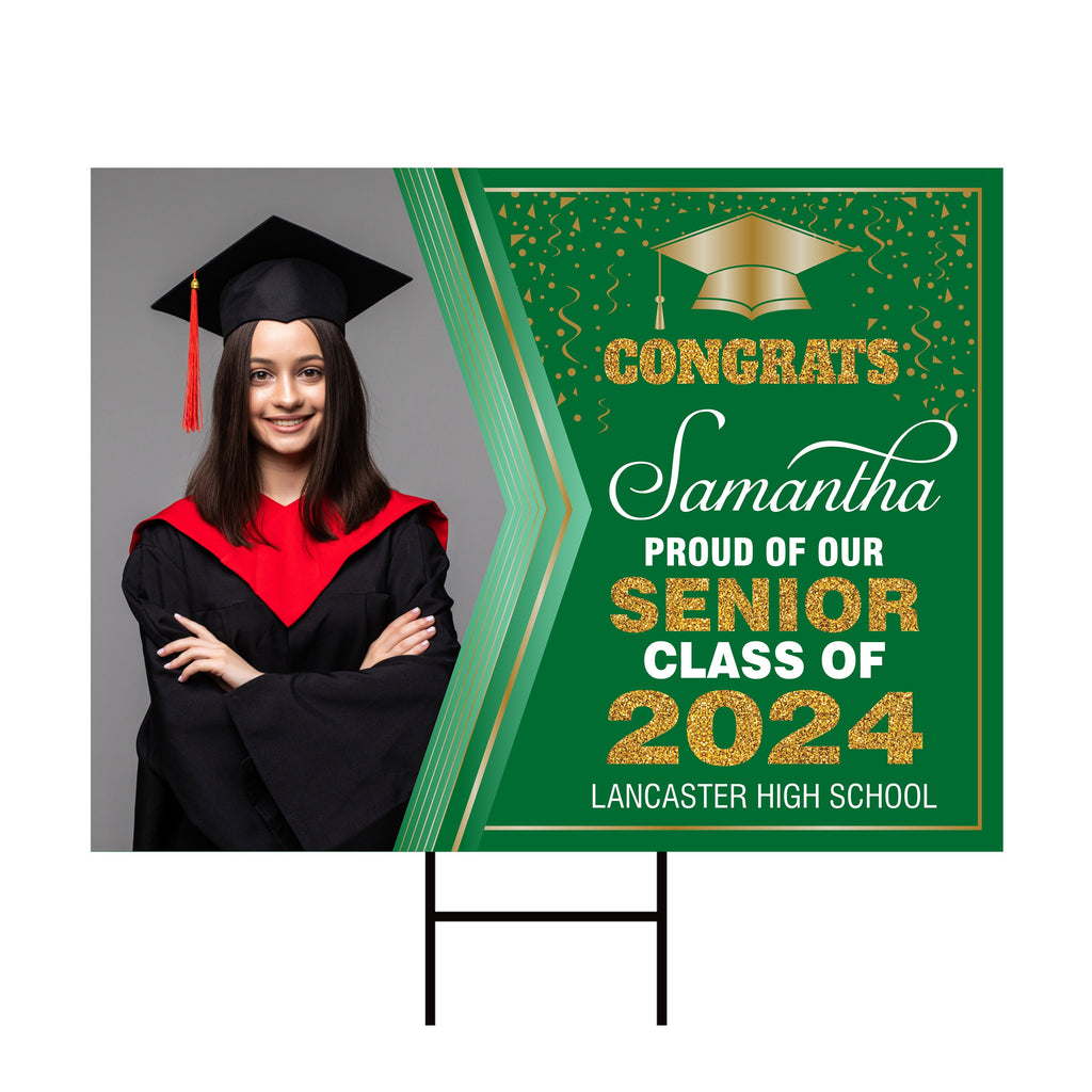 Personalized Graduation Yard Sign 2024 with Photo - Grad Sign, Class of 2024, Custom Graduation 2024 Yard Sign with Metal H-Stake