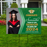 Personalized Graduation Yard Sign 2024 with Photo - Grad Sign, Class of 2024, Custom Graduation 2024 Yard Sign with Metal H-Stake