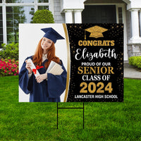 Personalized Graduation Yard Sign 2024 with Photo - Grad Sign, Class of 2024, Custom Graduation 2024 Yard Sign with Metal H-Stake