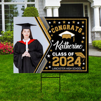 Personalized Graduation Yard Sign 2025 with Photo - Grad Sign, Class of 2025, Custom Graduation 2025 Yard Sign with Metal H-Stake