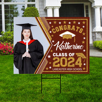 Personalized Graduation Yard Sign 2025 with Photo - Grad Sign, Class of 2025, Custom Graduation 2025 Yard Sign with Metal H-Stake