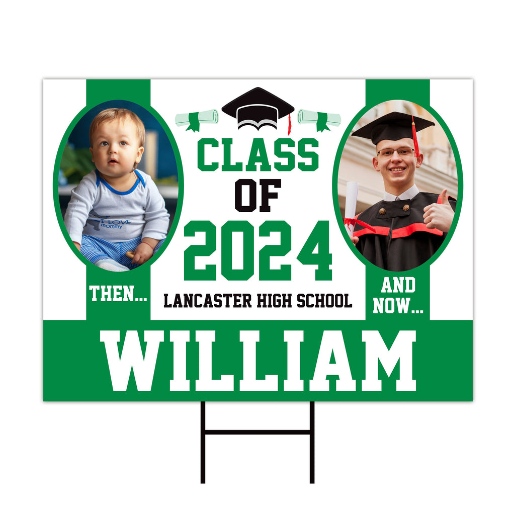 Personalized Graduation Yard Sign 2024 with Photo - Grad Sign, Class of 2024, Custom Graduation 2024 Yard Sign with Metal H-Stake