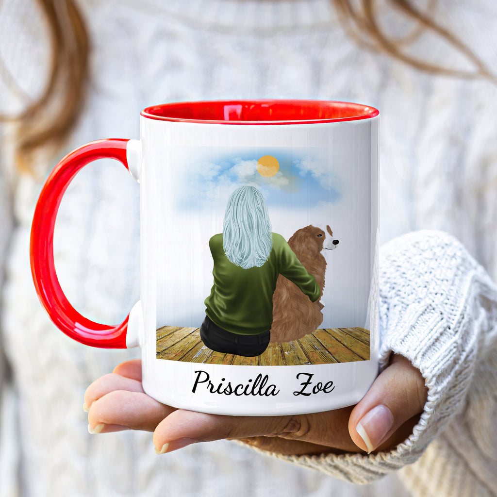 Personalized Dog Mom Coffee Mug, Custom Dog Mum Portrait Mug, Pet Memorial Gift, Girl & Dog Mug, Dog Owner Gift, Dog Mama, Pet Sympathy Gift