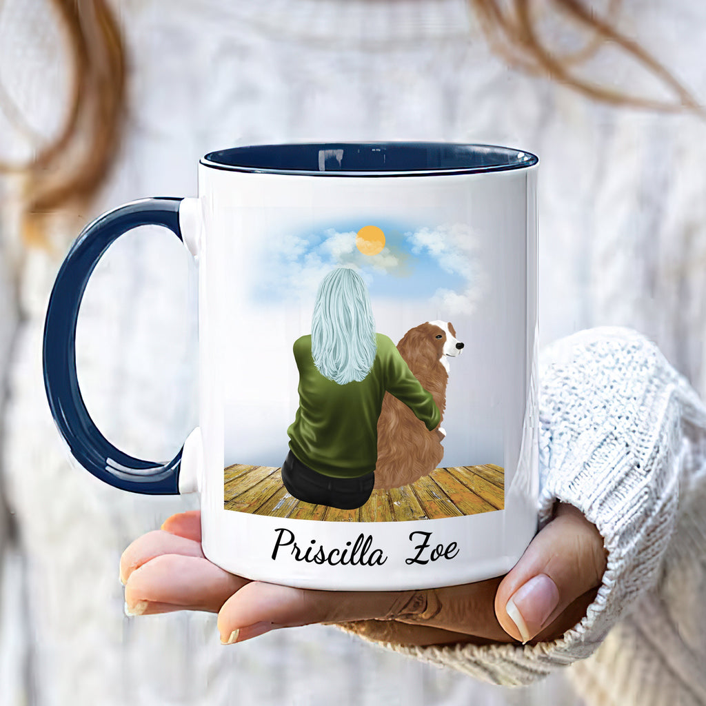 Personalized Dog Mom Coffee Mug, Custom Dog Mum Portrait Mug, Pet Memorial Gift, Girl & Dog Mug, Dog Owner Gift, Dog Mama, Pet Sympathy Gift