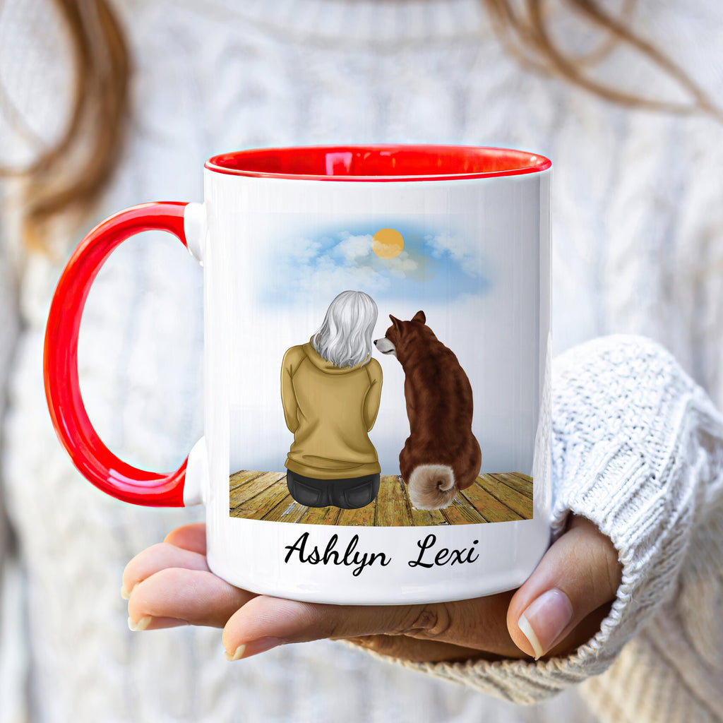 Personalized Dog Mom Coffee Mug, Custom Dog Mum Portrait Mug, Pet Memorial Gift, Girl & Dog Mug, Dog Owner Gift, Dog Mama, Pet Sympathy Gift