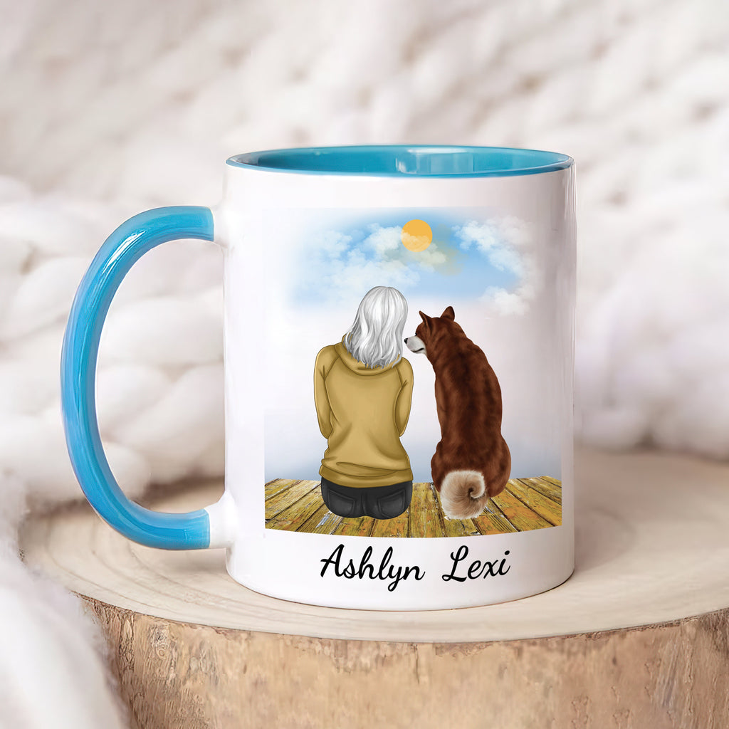 Personalized Dog Mom Coffee Mug, Custom Dog Mum Portrait Mug, Pet Memorial Gift, Girl & Dog Mug, Dog Owner Gift, Dog Mama, Pet Sympathy Gift