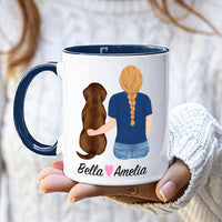 Chocolate Lab Dog Mom Coffee Mug, Custom Dog Mum Portrait Mug, Personalized Pet Gift, Girl & Dog Mug, Dog Owner Gift, Dog Mama, Dog Mug Gift