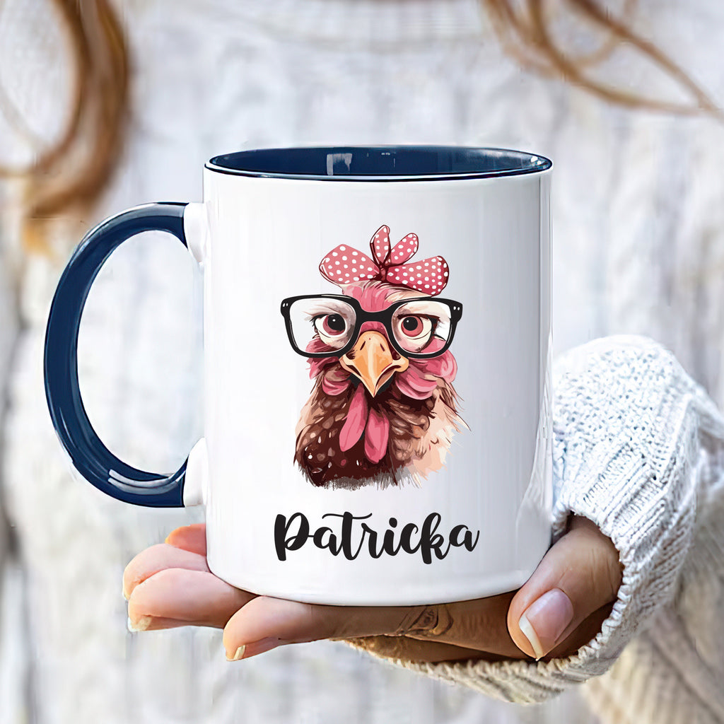 Custom Chicken Name Mug - Personalized Coffee Cup for Poultry Lovers, Unique Mother's Day Gift, Birthday Gift for Mom with Whimsical Chicken