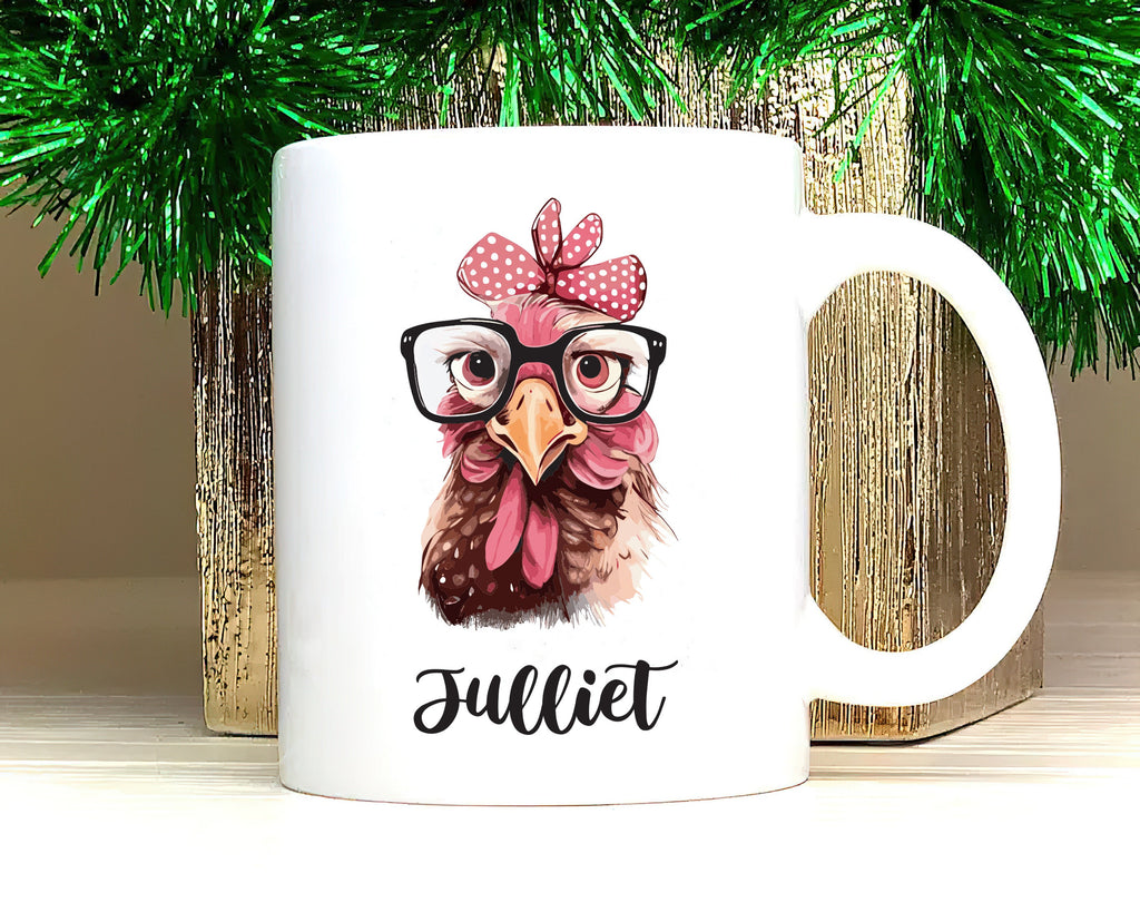 Custom Chicken Name Mug - Personalized Coffee Cup for Poultry Lovers, Unique Mother's Day Gift, Birthday Gift for Mom with Whimsical Chicken