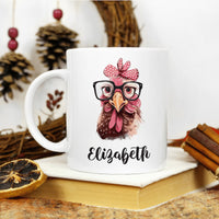 Custom Chicken Name Mug - Personalized Coffee Cup for Poultry Lovers, Unique Mother's Day Gift, Birthday Gift for Mom with Whimsical Chicken