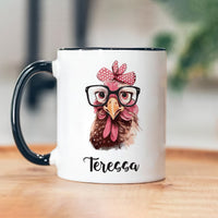 Custom Chicken Name Mug - Personalized Coffee Cup for Poultry Lovers, Unique Mother's Day Gift, Birthday Gift for Mom with Whimsical Chicken