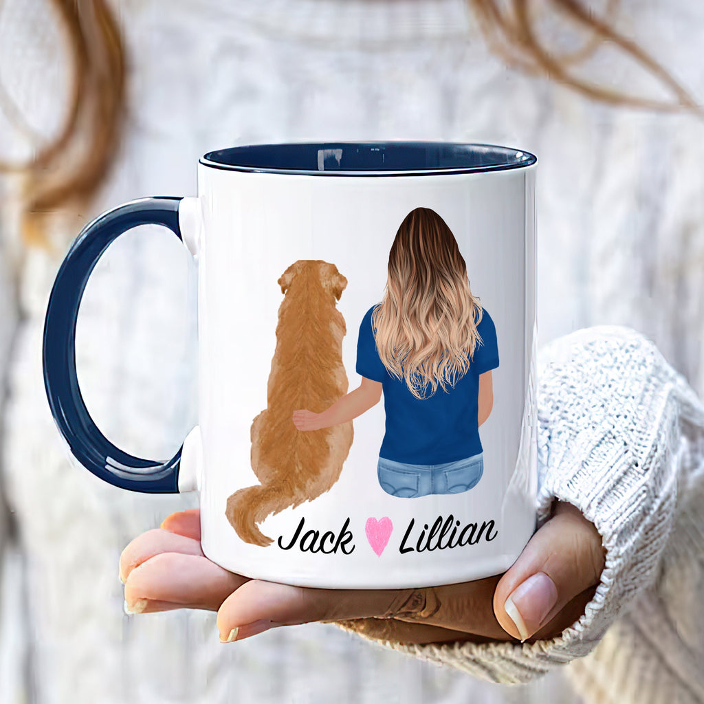 Golden Retriever Dog Mom Coffee Mug, Custom Dog Mum Portrait Mug, Personalized Pet Gift, Girl & Dog Mug, Dog Owner Gift, Dog Mama, Mug Gift