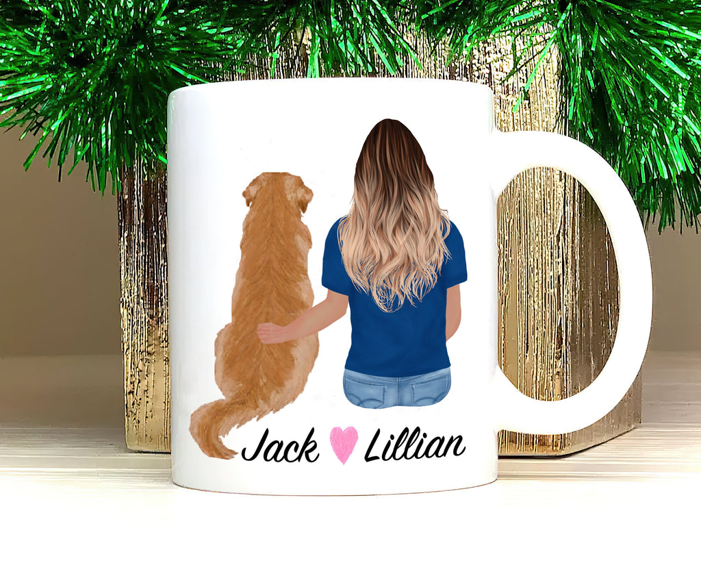 Golden Retriever Dog Mom Coffee Mug, Custom Dog Mum Portrait Mug, Personalized Pet Gift, Girl & Dog Mug, Dog Owner Gift, Dog Mama, Mug Gift