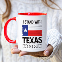 I Stand with Texas Coffee Mug, Support Texas Mug, Barbed Wire Patriotic Cup, Come and Take It Texas Flag Mug, Texas Border Coffee Cup