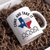 I Stand with Texas Coffee Mug, Support Texas Mug, Barbed Wire Patriotic Cup, Come and Take It Texas Flag Mug, Texas Border Coffee Cup