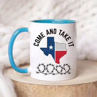 I Stand with Texas Coffee Mug, Support Texas Mug, Barbed Wire Patriotic Cup, Come and Take It Texas Flag Mug, Texas Border Coffee Cup