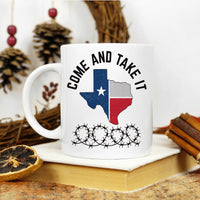 I Stand with Texas Coffee Mug, Support Texas Mug, Barbed Wire Patriotic Cup, Come and Take It Texas Flag Mug, Texas Border Coffee Cup