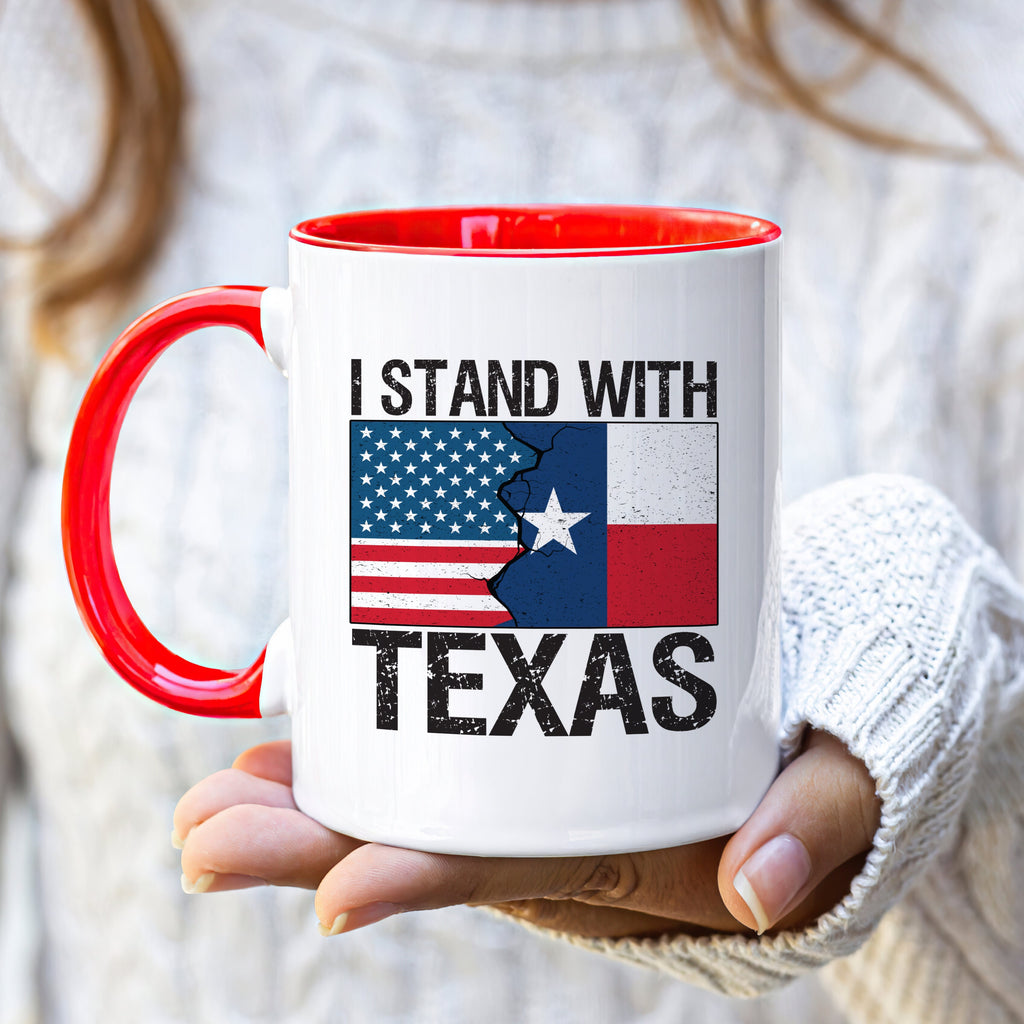 I Stand with Texas Coffee Mug, Support Texas Mug, Barbed Wire Patriotic Cup, Come and Take It Texas Flag Mug, Texas Border Coffee Cup