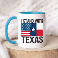 I Stand with Texas Coffee Mug, Support Texas Mug, Barbed Wire Patriotic Cup, Come and Take It Texas Flag Mug, Texas Border Coffee Cup