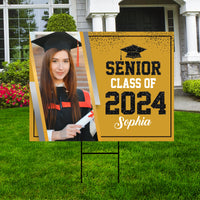 Personalized Graduation Yard Sign 2024 with Photo, 2024 Senior Grad Sign, Class of 2024, Custom Graduation 2024 Yard Sign with Metal H-Stake