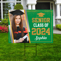 Personalized Graduation Yard Sign 2024 with Photo, 2024 Senior Grad Sign, Class of 2024, Custom Graduation 2024 Yard Sign with Metal H-Stake