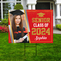 Personalized Graduation Yard Sign 2025 with Photo, 2025 Senior Grad Sign, Class of 2025, Custom Graduation 2025 Yard Sign with Metal H-Stake