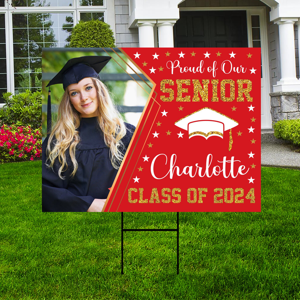 Personalized Graduation Yard Sign 2025 with Photo, 2025 Senior Grad Sign, Class of 2025, Custom Graduation 2025 Yard Sign with Metal H-Stake