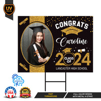 Personalized Graduation Yard Sign 2025 with Photo, 2025 Senior Grad Sign, Class of 2025, Custom Graduation 2025 Yard Sign with Metal H-Stake