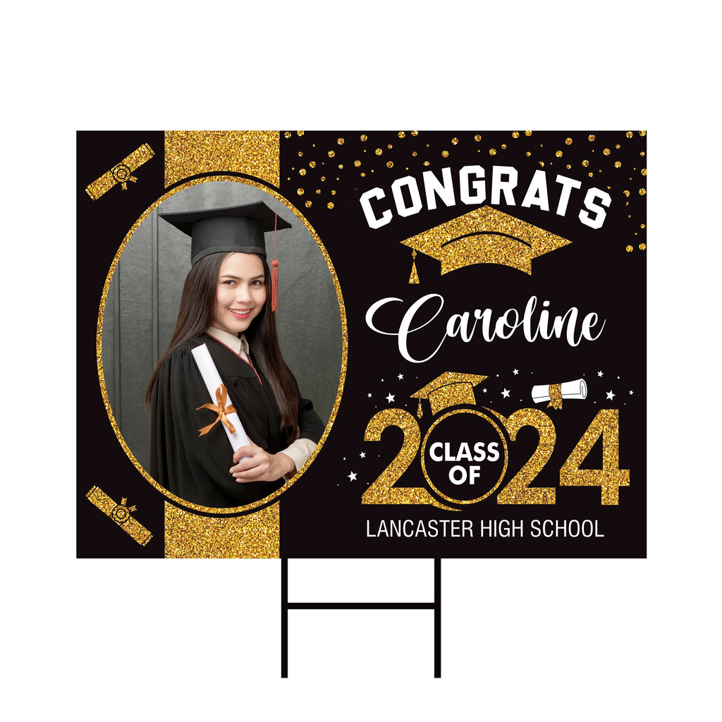 Personalized Graduation Yard Sign 2025 with Photo, 2025 Senior Grad Sign, Class of 2025, Custom Graduation 2025 Yard Sign with Metal H-Stake