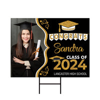 Personalized Graduation Yard Sign 2024 with Photo, 2024 Senior Grad Sign, Class of 2024, Custom Graduation 2024 Yard Sign with Metal H-Stake