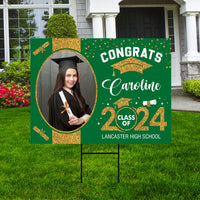 Personalized Graduation Yard Sign 2025 with Photo, 2025 Senior Grad Sign, Class of 2025, Custom Graduation 2025 Yard Sign with Metal H-Stake