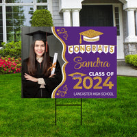 Personalized Graduation Yard Sign 2024 with Photo, 2024 Senior Grad Sign, Class of 2024, Custom Graduation 2024 Yard Sign with Metal H-Stake