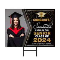 Personalized Graduation Yard Sign 2024 with Photo - Grad Sign, Class of 2024, Custom Graduation 2024 Yard Sign with Metal H-Stake