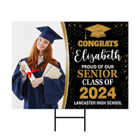 Personalized Graduation Yard Sign 2024 with Photo - Grad Sign, Class of 2024, Custom Graduation 2024 Yard Sign with Metal H-Stake