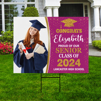 Personalized Graduation Yard Sign 2024 with Photo - Grad Sign, Class of 2024, Custom Graduation 2024 Yard Sign with Metal H-Stake