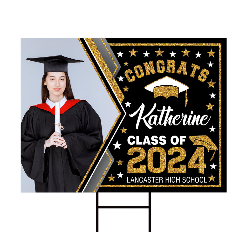 Personalized Graduation Yard Sign 2025 with Photo - Grad Sign, Class of 2025, Custom Graduation 2025 Yard Sign with Metal H-Stake